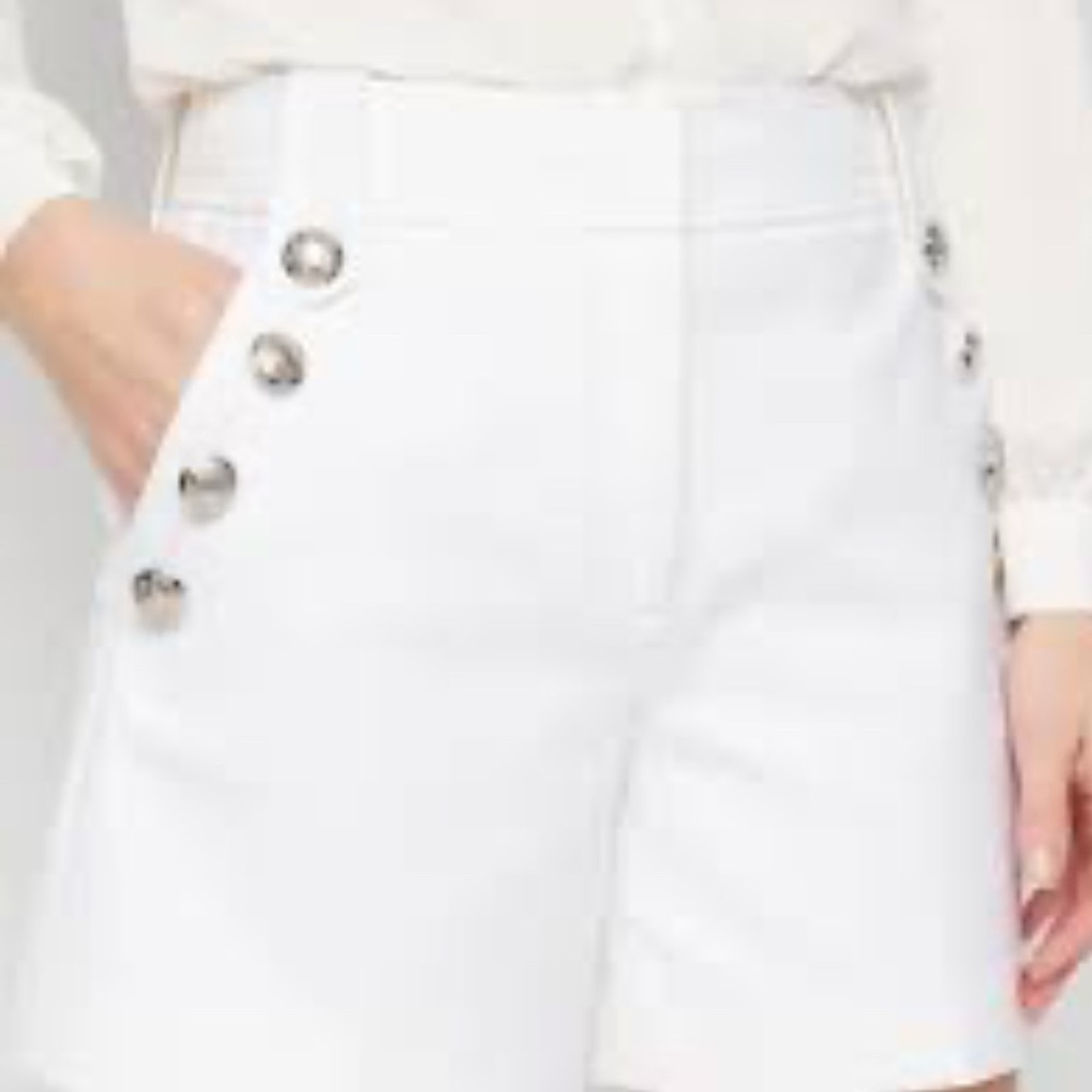 White House Black Market High Waist White Shorts